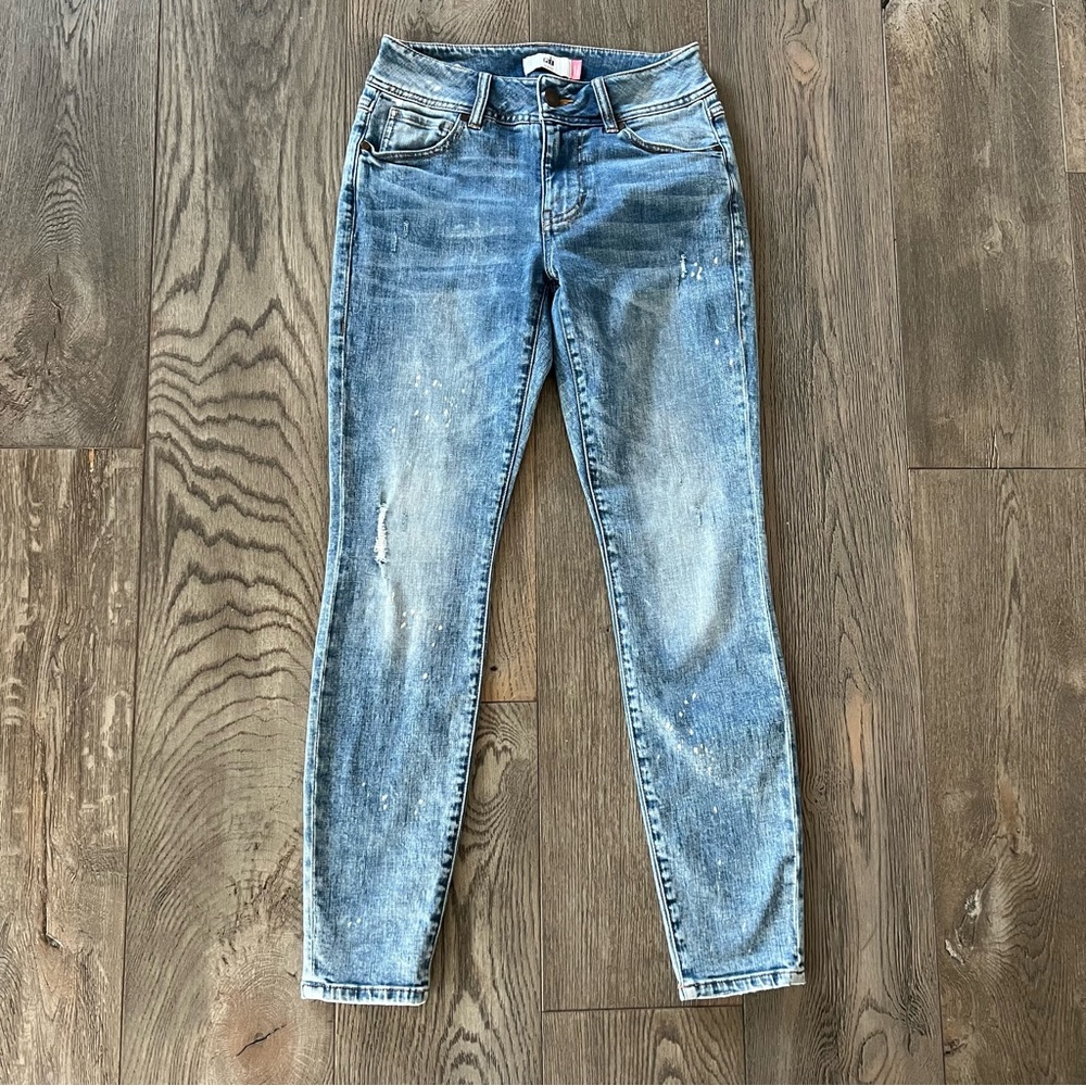 CABI #5492 Cinch Skinny Acid Wash Skinny Denim Jeans Size 4 - Picture 4 of 11